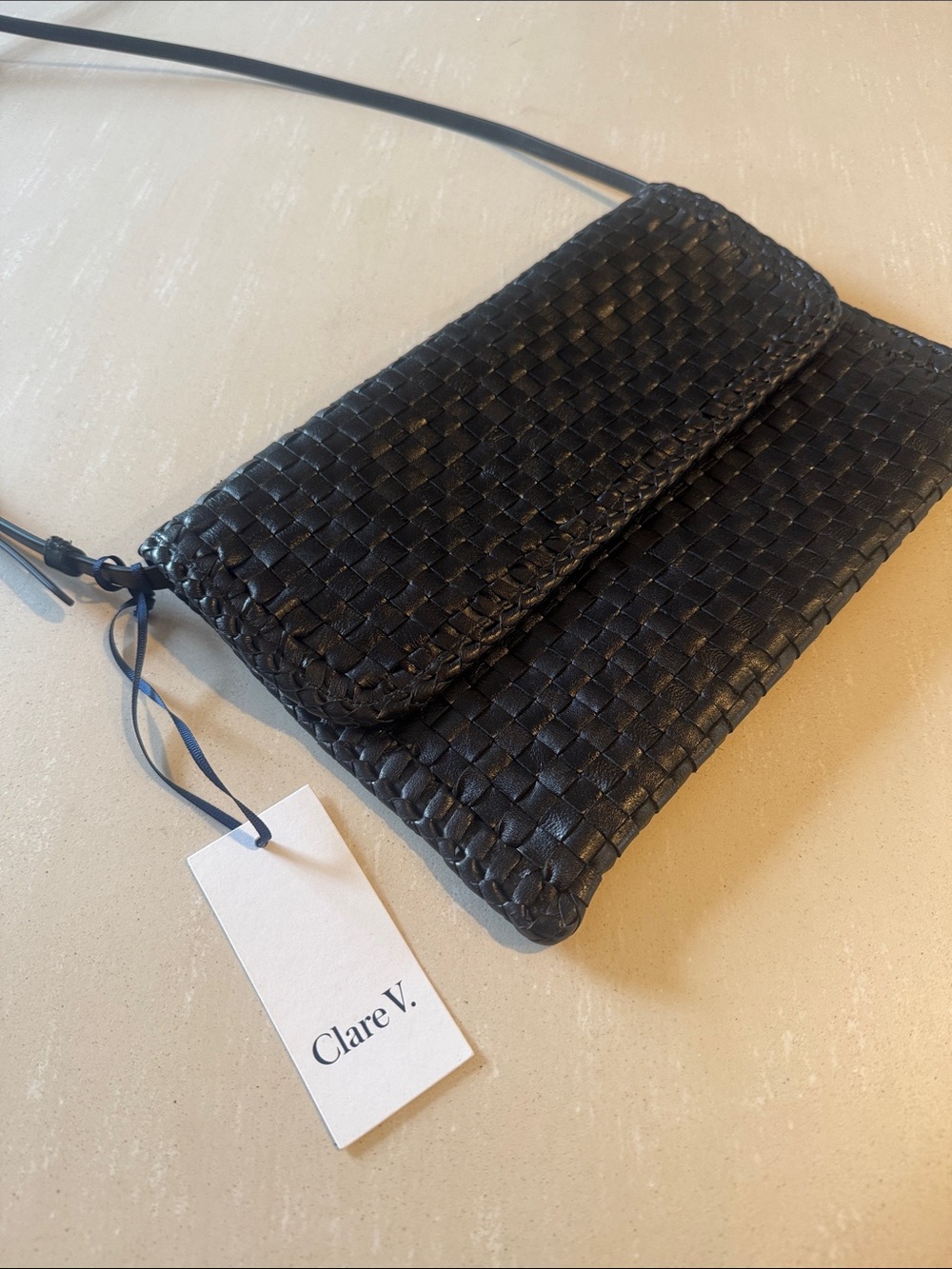 RARE Clare V Black Woven Leather Crossbody/Clutch